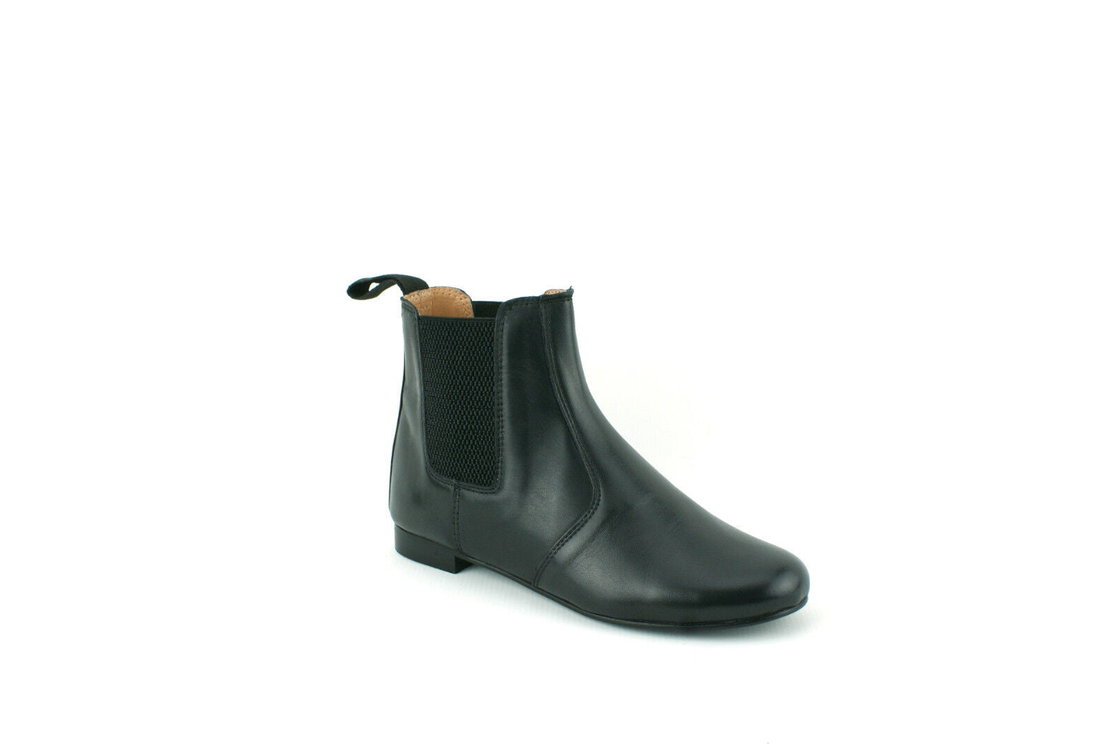 WOMENS LADIES BLACK REAL LEATHER FLAT HEEL CHELSEA ELASTICATED ANKLE BOOTS SIZE