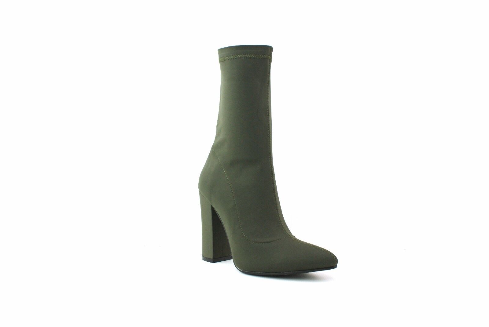 LADIES WOMENS BLOCK HEEL ANKLE HIGH BOOTS STRETCH LYCRA BOOTS SHOES SIZE 3 - 8