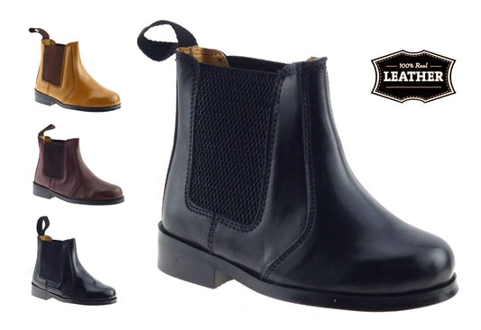 KIDS BOYS INFANTS NEW REAL LEATHER BLACK TAN CHELSEA DEALER BOOTS SHOES SIZE 