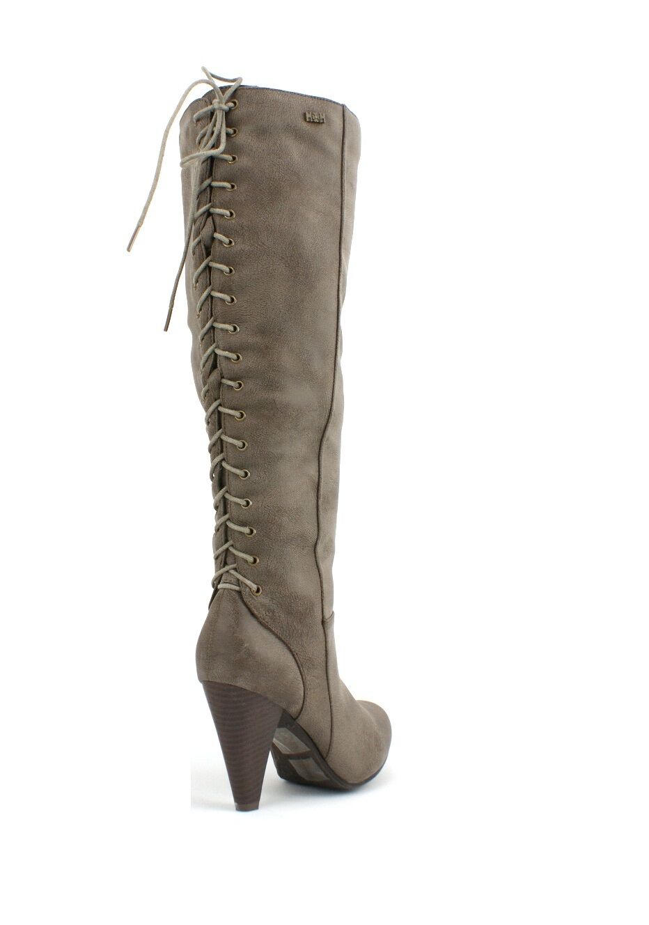 LADIES KNEE HIGH HIGH HEEL CORSET STYLE ZIP UP LEATHER BOOTS