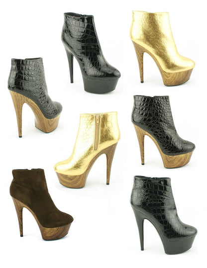 LADIES WOMENS NEW HIGH HEEL ANKLE BOOTS PLATFORM ZIP BOOTIES SHOE SHOES SIZE