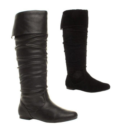 WOMENS LADIES GIRLS NEW FLAT HEEL SLOUCH CALF PULL ON KNEE HIGH BOOTS SHOES SIZE