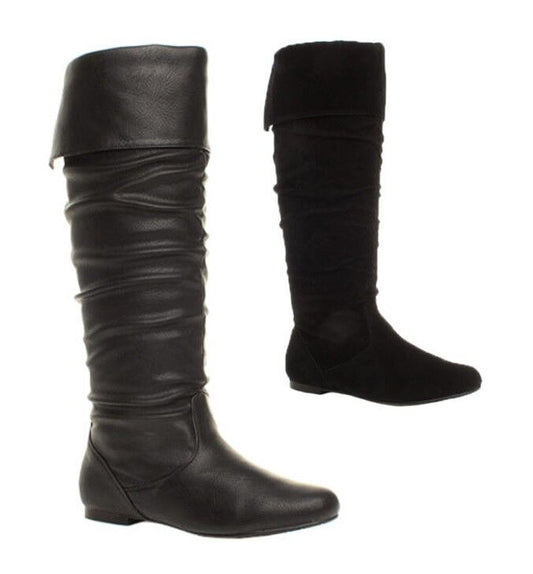 WOMENS LADIES GIRLS NEW FLAT HEEL SLOUCH CALF PULL ON KNEE HIGH BOOTS SHOES SIZE