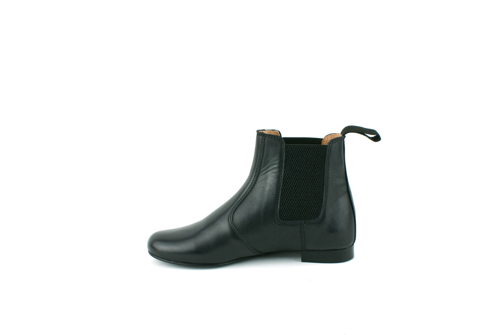 WOMENS LADIES BLACK REAL LEATHER FLAT HEEL CHELSEA ELASTICATED ANKLE BOOTS SIZE