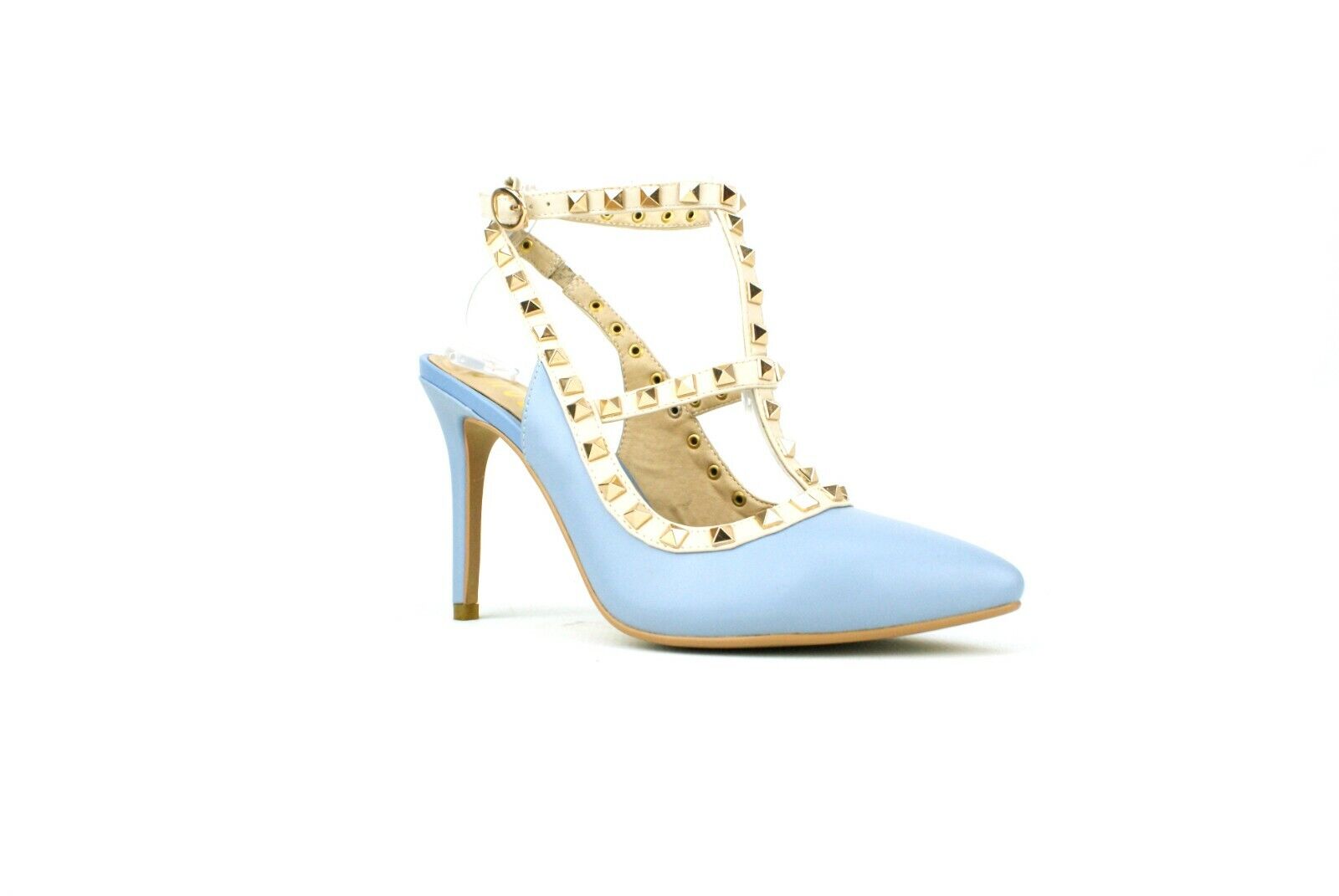 LADIES WOMENS STUD DETAIL HIGH HEEL STILLETTO POINTED TOE SLING BACK SHOES SIZE 