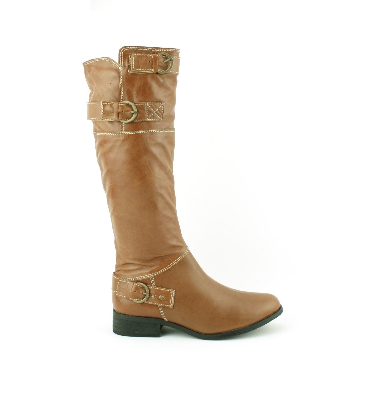 LADIES WOMENS REAL LEATHER KNEE HIGH FLAT HEEL RIDING CASUAL BOOTS SHOES SIZE