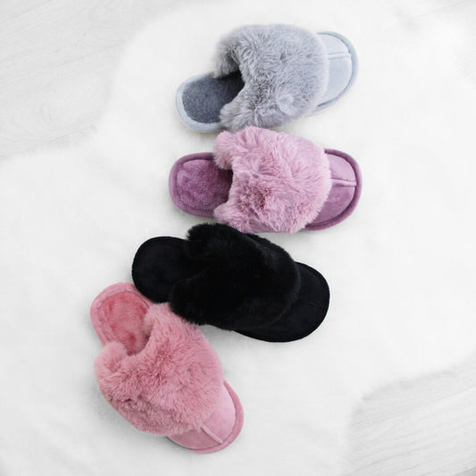 Womens Ladies Luxury Faux Fur Sheepskin Slippers Mules Non Slip Hard Sole Size