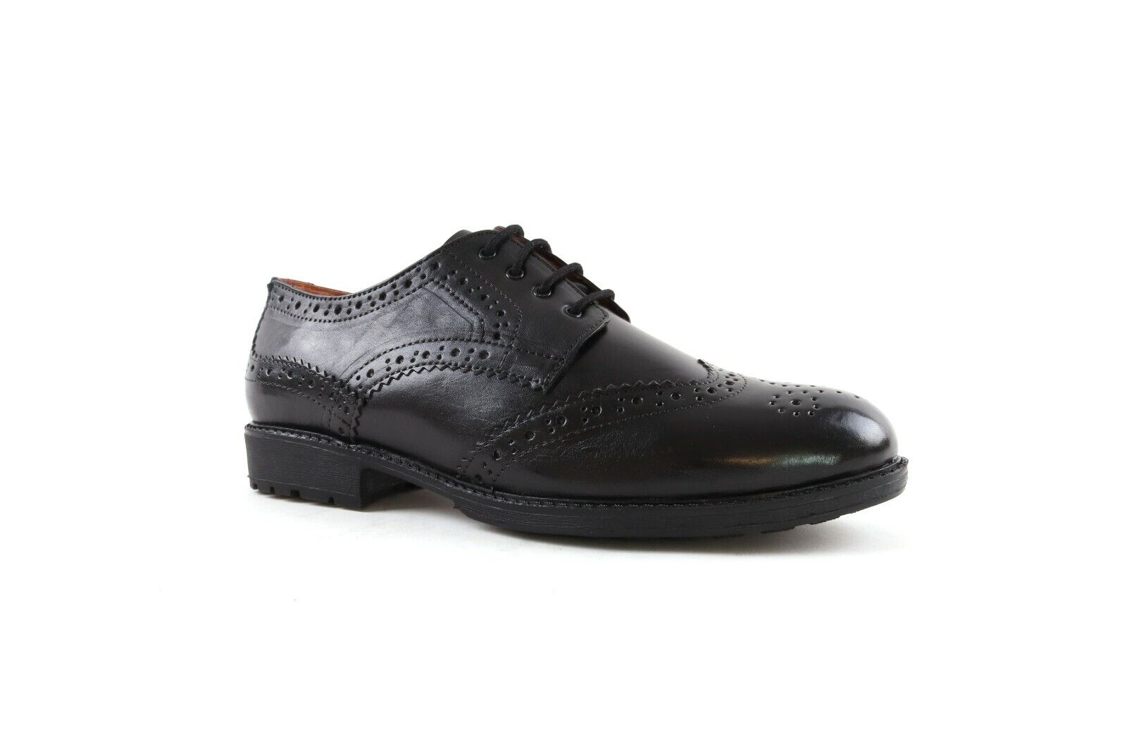 MENS NEW REAL LEATHER OXFORD LACE UP BROGUE FORMAL SMART RUBBER SOLE SHOES SIZE
