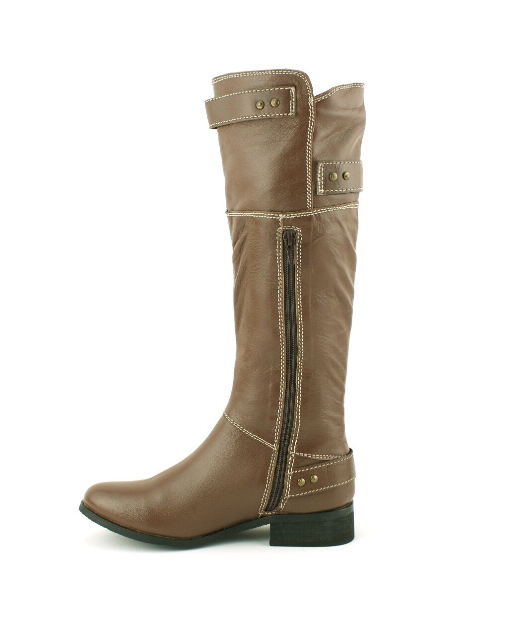 LADIES WOMENS REAL LEATHER KNEE HIGH FLAT HEEL RIDING CASUAL BOOTS SHOES SIZE