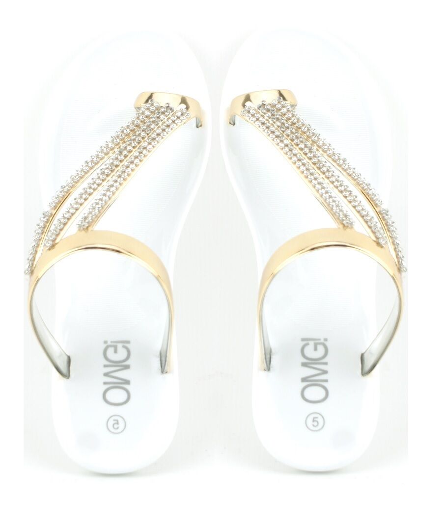 LADIES WOMENS NEW FLAT SUMMER DIAMANTE JELLY JELLIE FLIP FLOP SANDALS SHOES SIZE