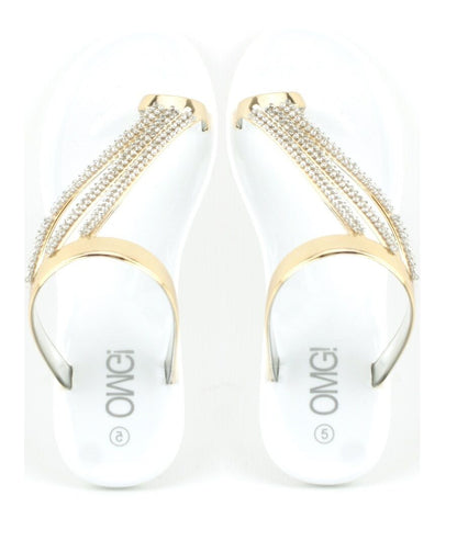 LADIES WOMENS NEW FLAT SUMMER DIAMANTE JELLY JELLIE FLIP FLOP SANDALS SHOES SIZE