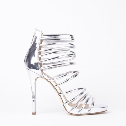 LADIES WOMENS HIGH HEEL MINI PLATFORM STRAPPY PEEP TOE PARTY SANDALS SHOES SIZE 