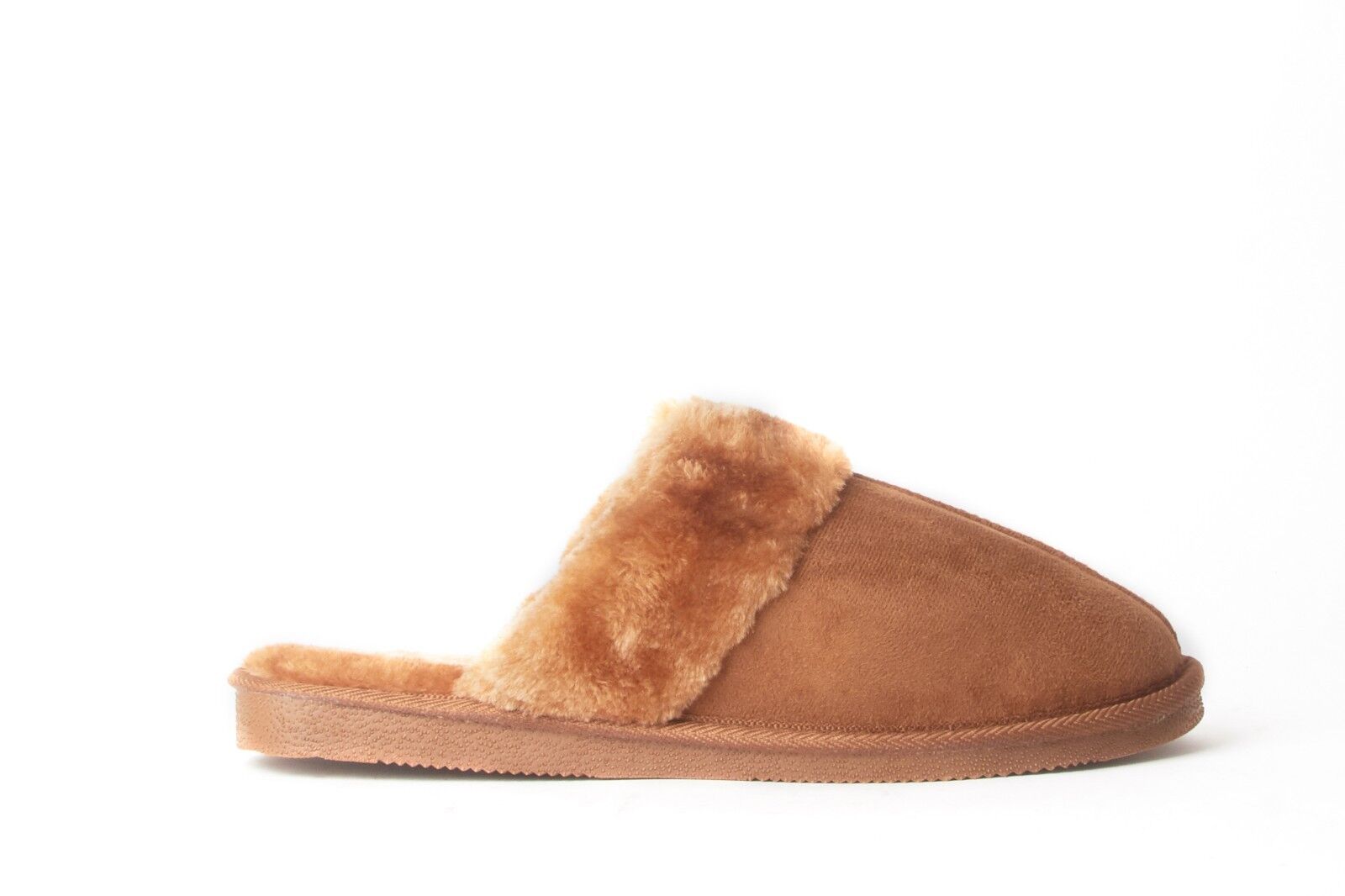 Mens Genuine Faux Fur Sheepskin Slippers Mules Non Slip Hard Sole