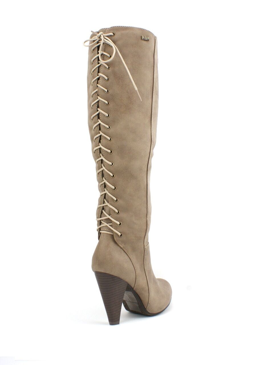 LADIES KNEE HIGH HIGH HEEL CORSET STYLE ZIP UP LEATHER BOOTS