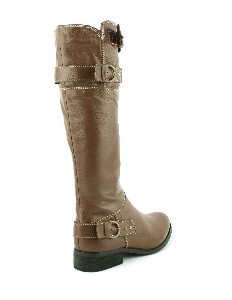 LADIES WOMENS REAL LEATHER KNEE HIGH FLAT HEEL RIDING CASUAL BOOTS SHOES SIZE