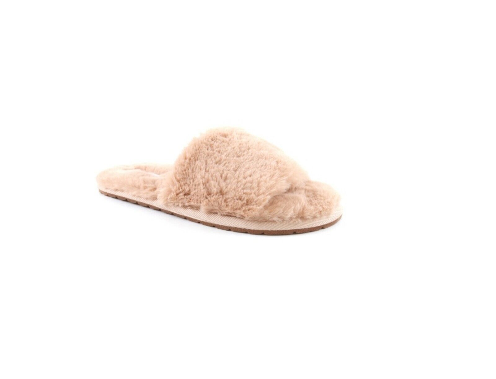 Ladies Womens Genuine Faux Fur Slippers Mules Non Slip Rubber Hard Sole Size