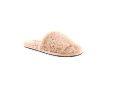 Ladies Womens Genuine Faux Fur Slippers Mules Non Slip Rubber Hard Sole Size