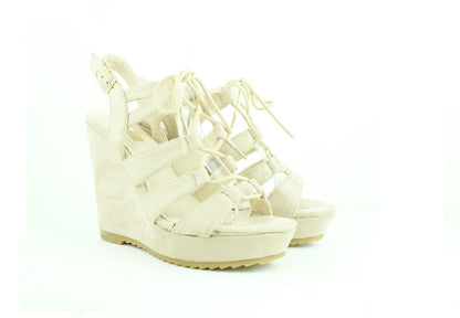 Ladies Womens High Wedge Ghille Lace up Platform Strappy Sandals Shoes Size
