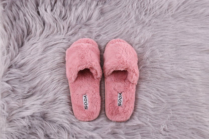 Ladies Womens Genuine Faux Fur Slippers Mules Non Slip Rubber Hard Sole Size