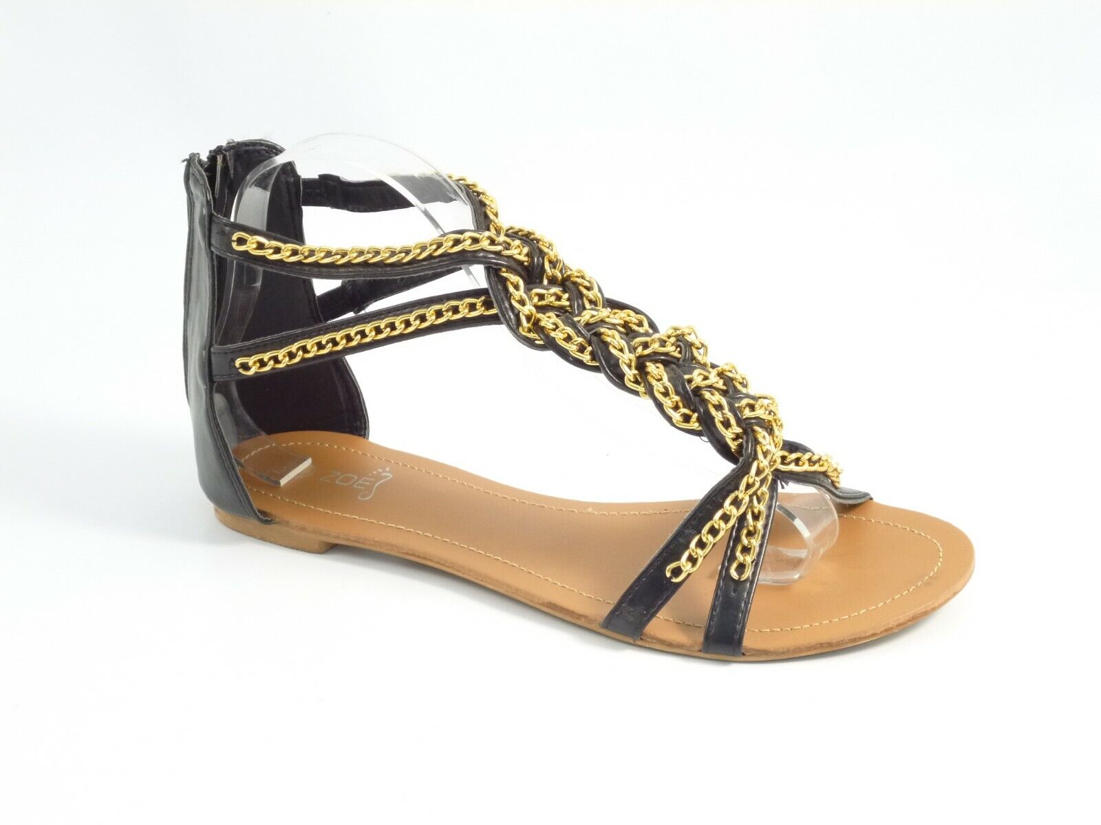 LADIES WOMENS BNIB GOLD CHAIN DETAIL GLADIATOR SUMMER SANDALS - SIZES 3 - 8 