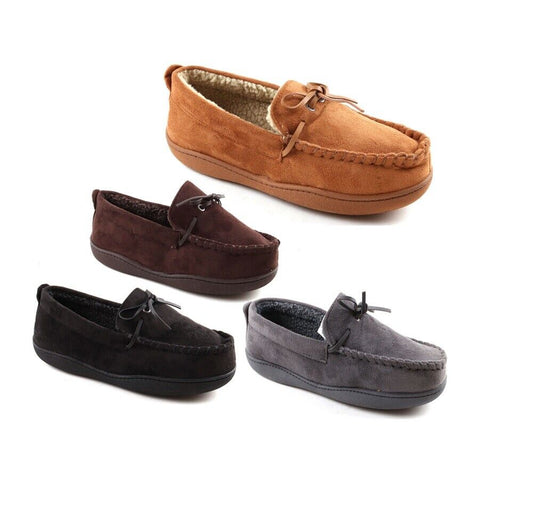 MENS GENTS FAUX SUEDE WINTER MOCCASIN DOCKERS SLIPPERS SIZE UK 7 8 9 10 11 12