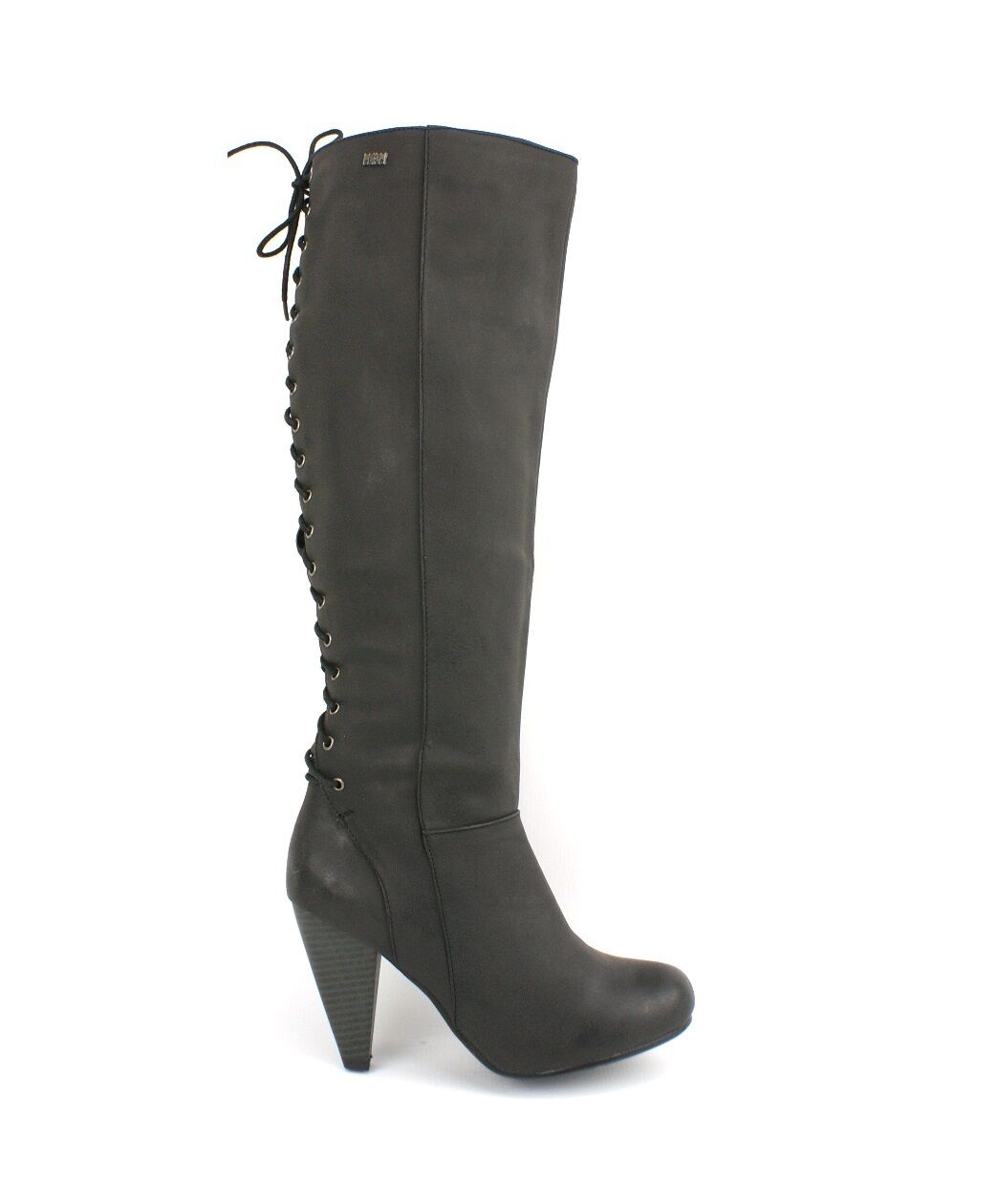 LADIES KNEE HIGH HIGH HEEL CORSET STYLE ZIP UP LEATHER BOOTS