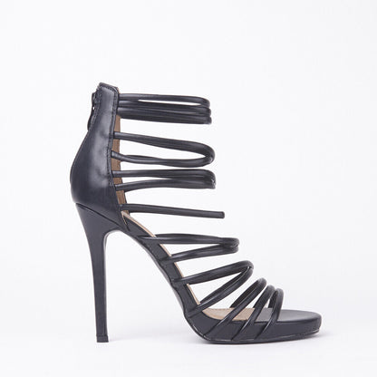 LADIES WOMENS HIGH HEEL MINI PLATFORM STRAPPY PEEP TOE PARTY SANDALS SHOES SIZE 