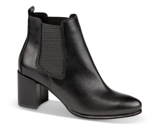 LADIES ANKLE CHELSEA VEGAN LEATHER BLOCK HEEL BOOTS