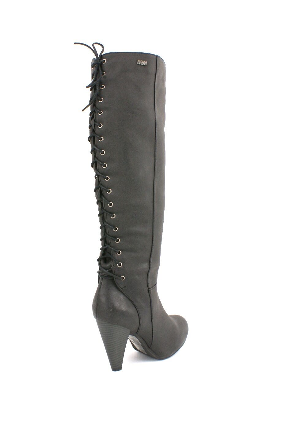 LADIES KNEE HIGH HIGH HEEL CORSET STYLE ZIP UP LEATHER BOOTS