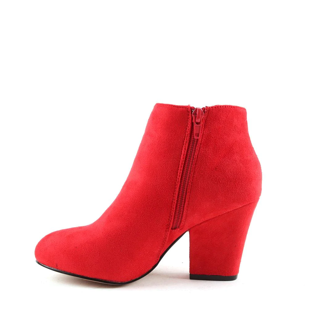 Faux Suede Block Heel Ankle Boot