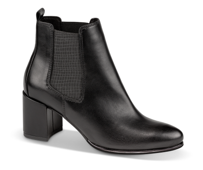 LADIES ANKLE CHELSEA VEGAN LEATHER BLOCK HEEL BOOTS