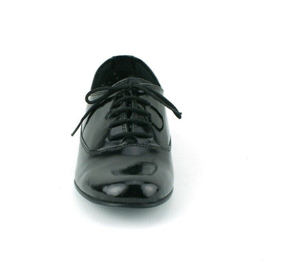 LADIES WOMENS REAL LEATHER FLAT BLACK PATENT FORMAL LACE UP PUMPS SHOES SIZE 