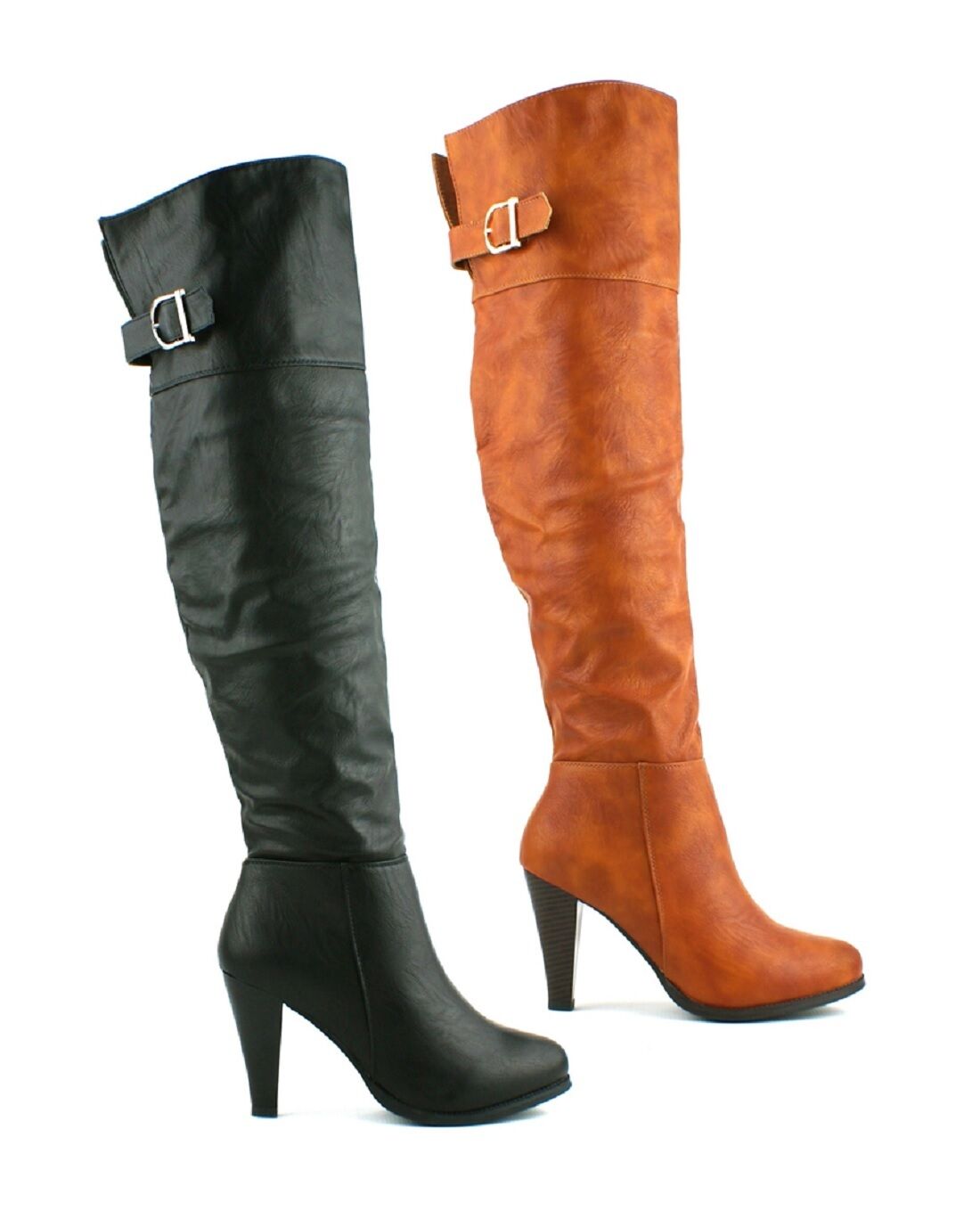 WOMENS LADIES BLOCK HEEL OVER THE KNEE THIGH HIGH ZIP UP WINTER BOOTS SHOES SIZE
