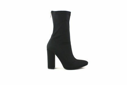 LADIES WOMENS BLOCK HEEL ANKLE HIGH BOOTS STRETCH LYCRA BOOTS SHOES SIZE 3 - 8