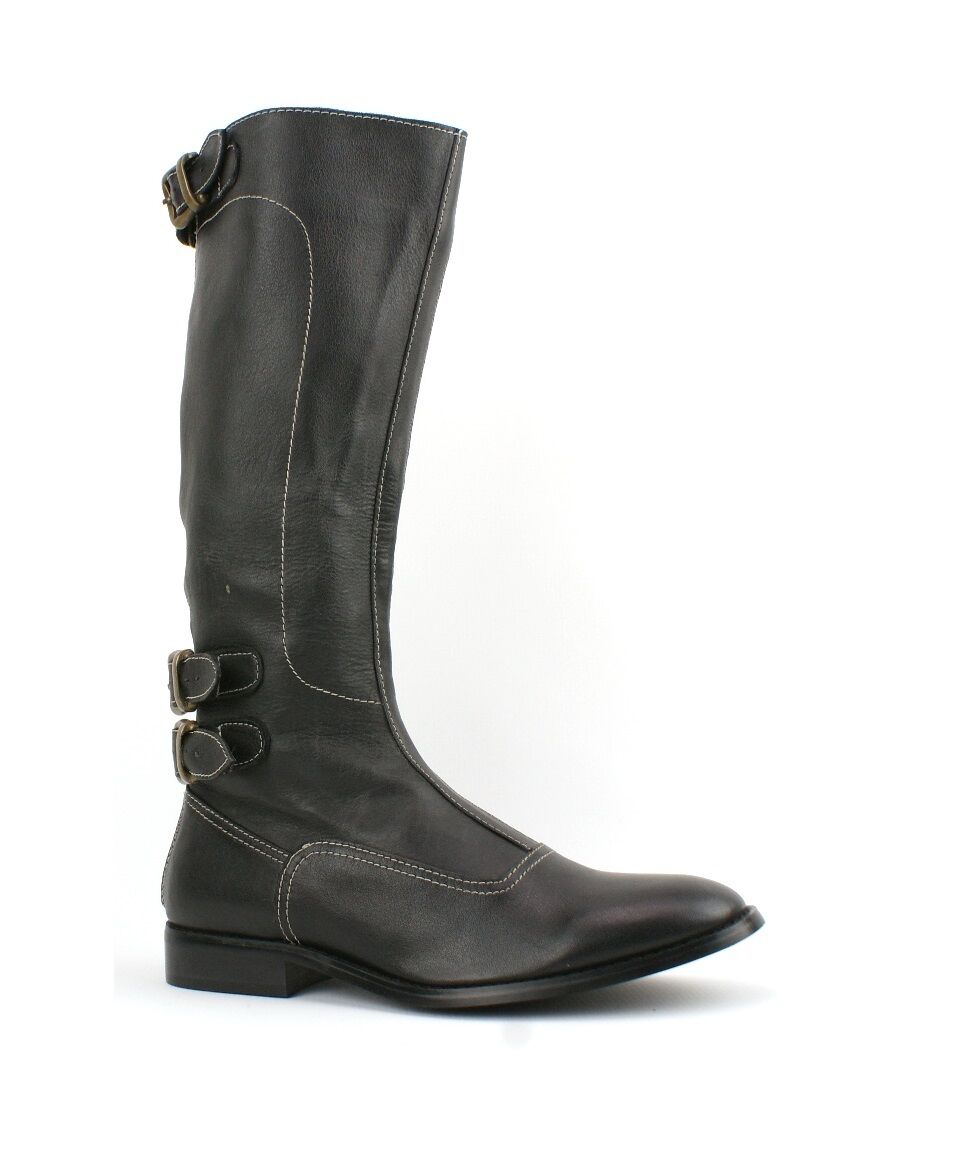 WOMENS LADIES REAL LEATHER CALF BIKER COWBOY RIDING STYLE SHOES BOOTS KNEE SIZE
