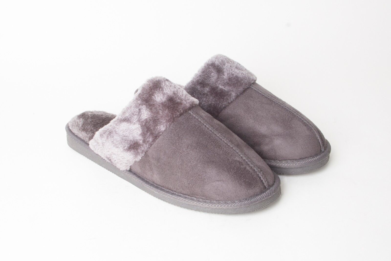 Mens Genuine Faux Fur Sheepskin Slippers Mules Non Slip Hard Sole