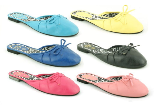LADIES WOMENS SLIP ON SLIDER BOW MULES PUMPS SHOES BEACH SANDALS FLIP FLOPS SIZE