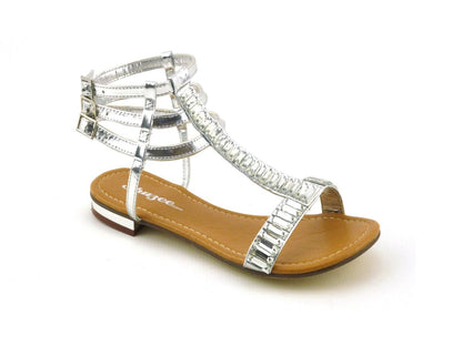 WOMENS LADIES NEW FLAT HEEL DIAMANTE CRYSTAL GLADIATOR SUMMER SANDALS SHOES SIZE