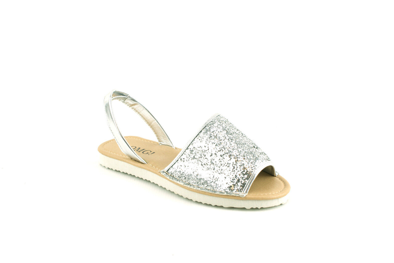 WOMENS LADIES MENORCAN SLING BACK PEEP TOE FLIP FLOP GLITTER SANDALS SHOES SIZE