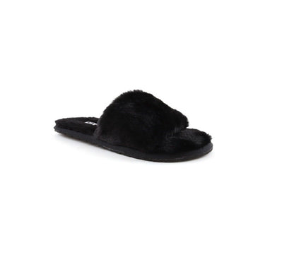 Ladies Womens Genuine Faux Fur Slippers Mules Non Slip Rubber Hard Sole Size
