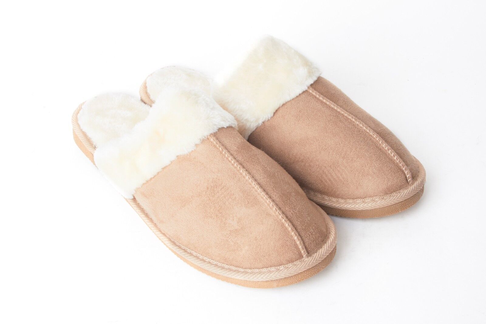 Mens Genuine Faux Fur Sheepskin Slippers Mules Non Slip Hard Sole