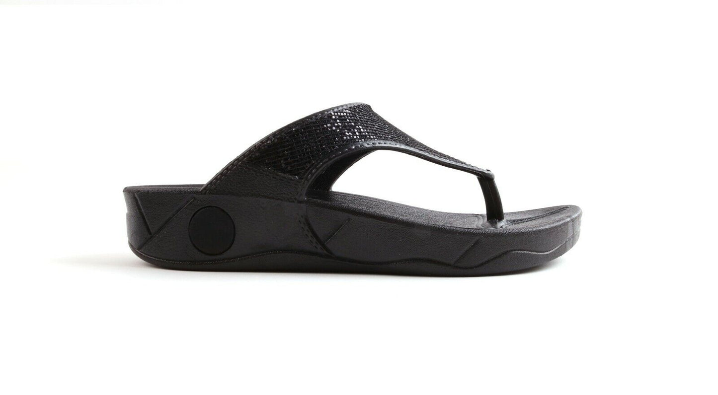 LADIES LOW WEDGE SPORTS POSTURE GYM FLIP FLOP WALKING SANDALS