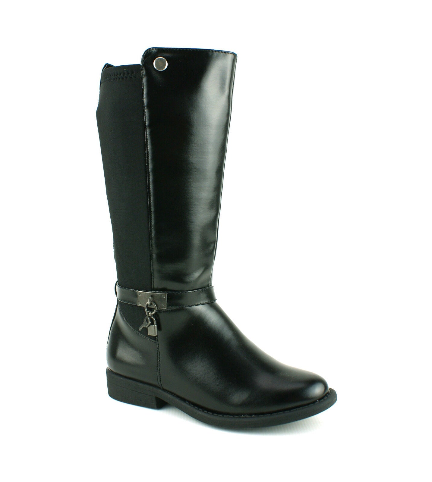KIDS GIRLS INFANTS RIDING KNEE HIGH STRETCH ELASTIC ZIPUP BLACK BOOTS SHOES SIZE
