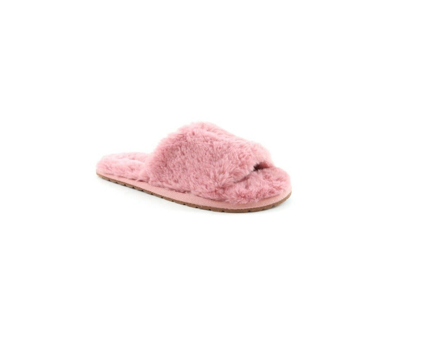 Ladies Womens Genuine Faux Fur Slippers Mules Non Slip Rubber Hard Sole Size