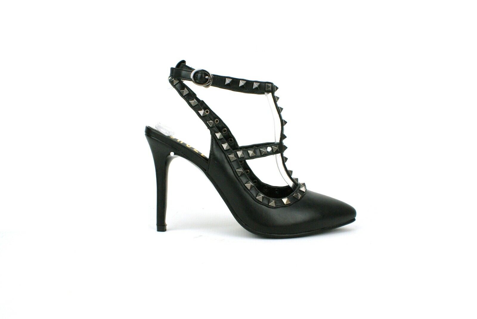 LADIES WOMENS STUD DETAIL HIGH HEEL STILLETTO POINTED TOE SLING BACK SHOES SIZE 