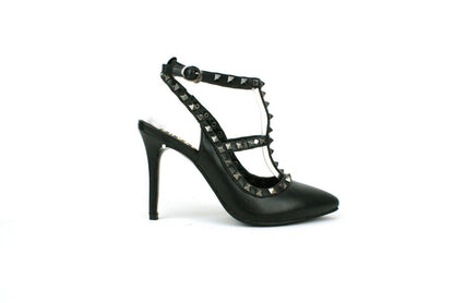LADIES WOMENS STUD DETAIL HIGH HEEL STILLETTO POINTED TOE SLING BACK SHOES SIZE 