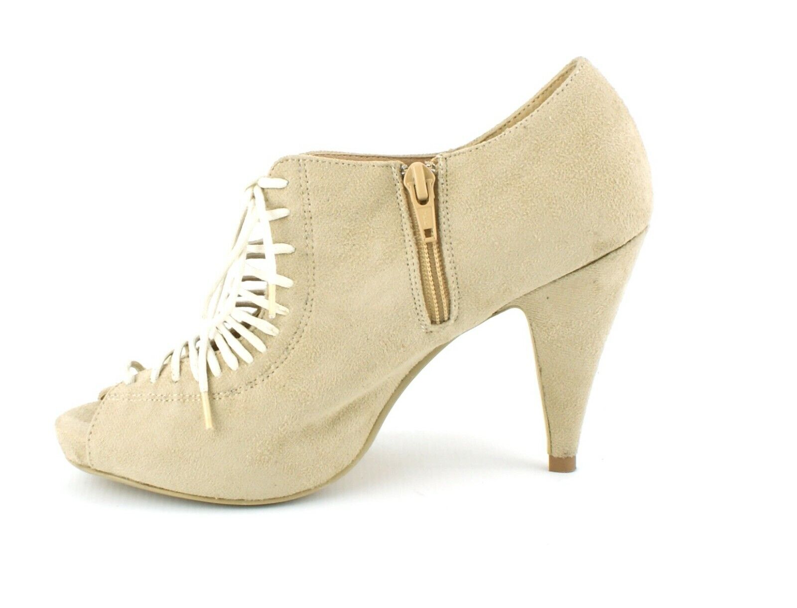 LADIES WOMENS MID HEEL LACE UP PEEP TOE ZIP UP SANDALS SHOES PUMPS SIZE 