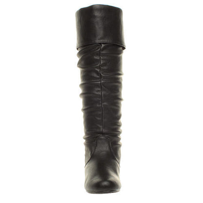 WOMENS LADIES GIRLS NEW FLAT HEEL SLOUCH CALF PULL ON KNEE HIGH BOOTS SHOES SIZE