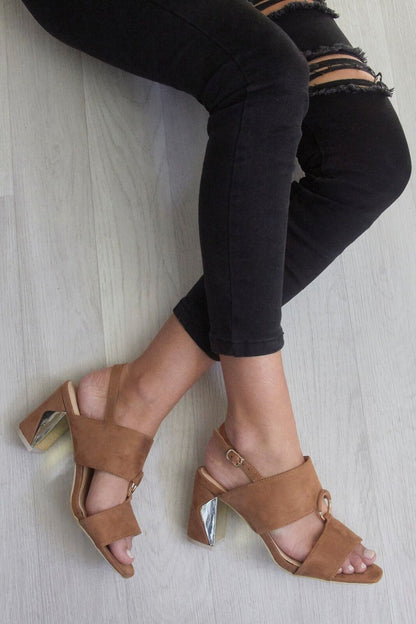 Womens Block Heel Ankle Buckle Up Strappy Peep Toe Sandals