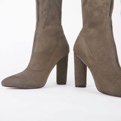 Amelia Suede Zip Up Ankle Boots